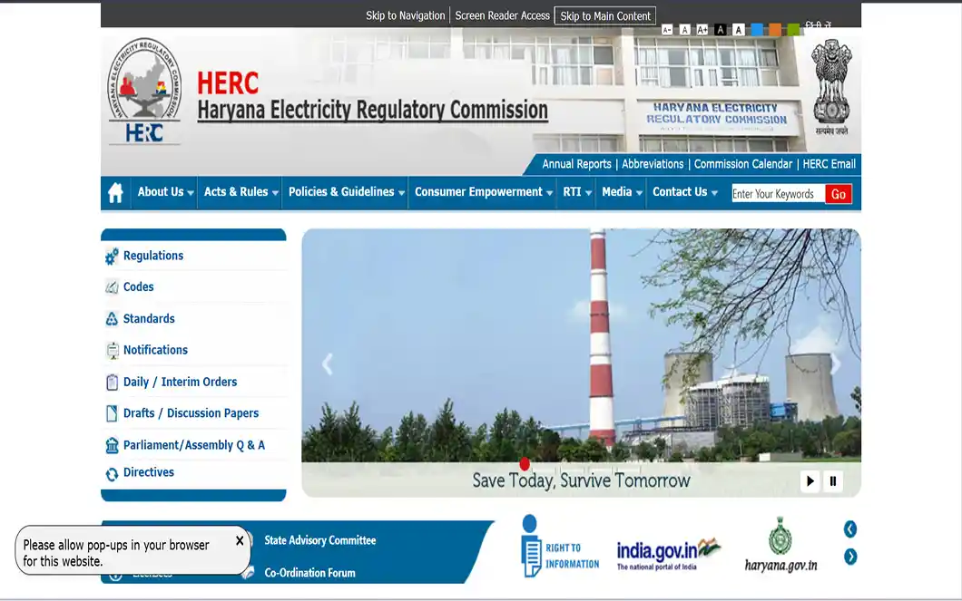 Haryana Electricity Regulatory Commission- Government Website Development