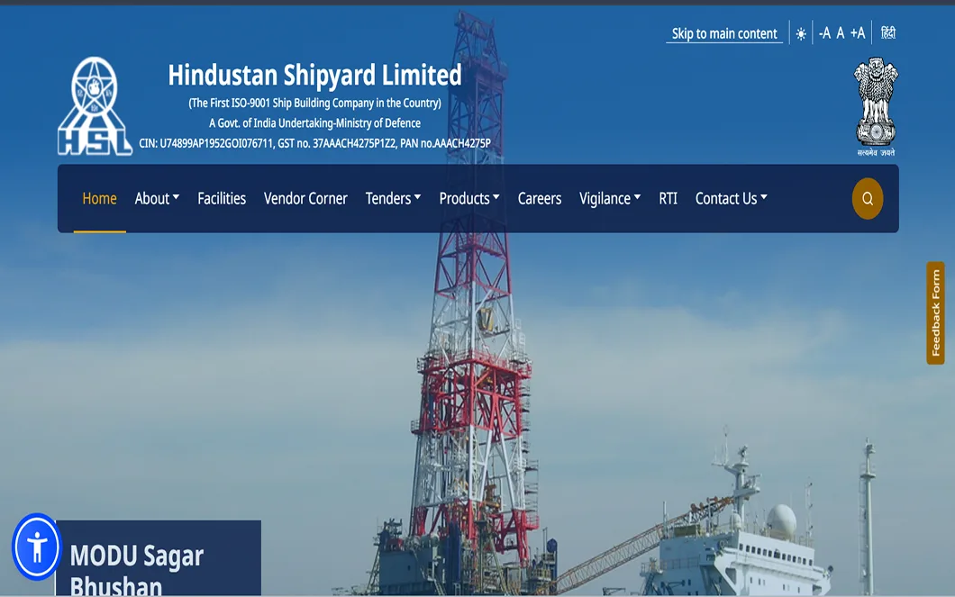 Hindustan Shipyard Limited – Shipyard Website Redesign and Developments